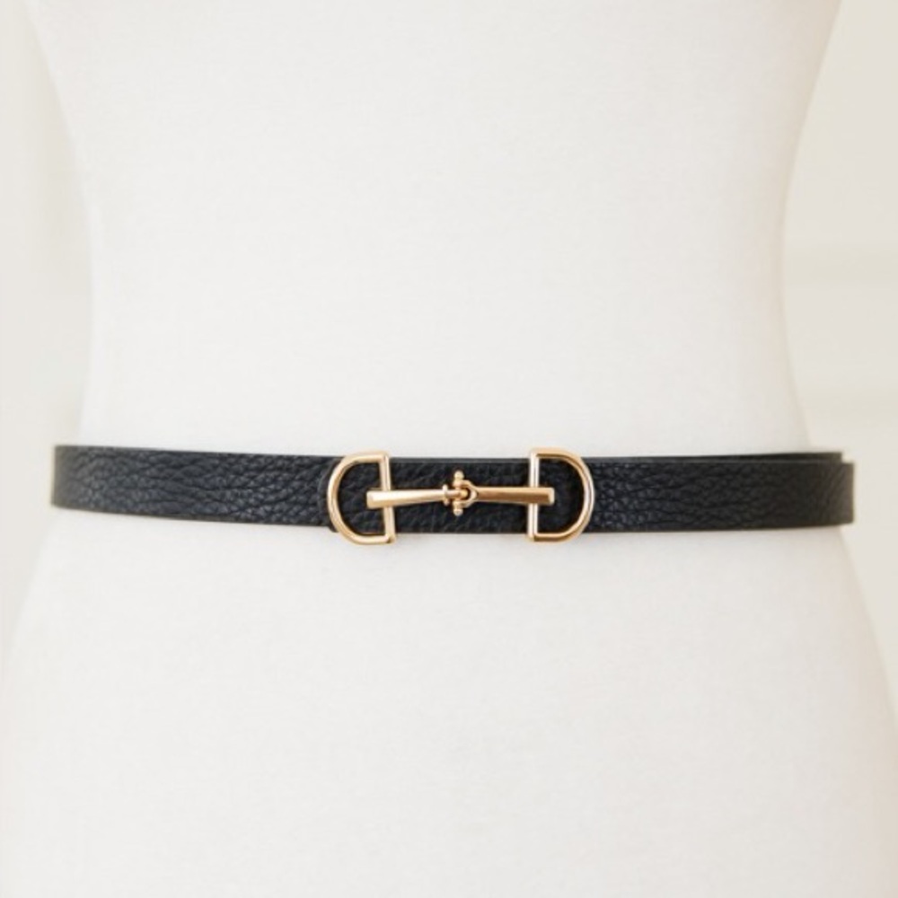 Slim Horsebit Belt, Black - Picture 3 of 4